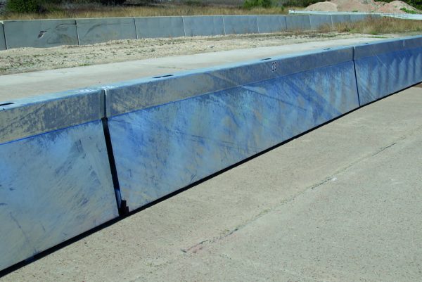 Blue water filled barriers